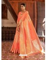 Orange Kansula Silk Jacquard Worked Designer Saree
