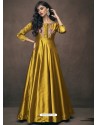 Golden Triva Satin Silk Embroidered Gown