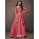 Hot Pink Triva Satin Silk Embroidered Gown