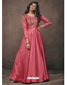 Hot Pink Triva Satin Silk Embroidered Gown