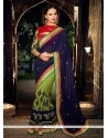 Ombre Green And Blue Georgette Half And Half Saree