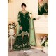 Dark Green Real Georgette Embroidered Designer Sharara Suit