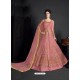 Peach Net Heavy Embroidered Anarkali Suit