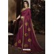 Deep Wine Silk Designer Embroidered Saree