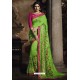 Parrot Green Silk Designer Embroidered Saree