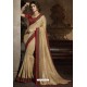 Light Beige Silk Designer Embroidered Saree