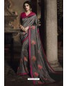 Carbon Silk Designer Embroidered Saree