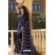 Navy Blue Chiffon Designer Embroidered Saree