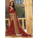 Maroon Chiffon Designer Embroidered Saree