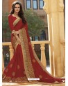 Maroon Chiffon Designer Embroidered Saree