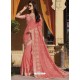 Peach Chiffon Designer Embroidered Saree