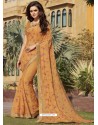 Mustard Chiffon Designer Embroidered Saree