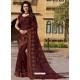 Coffee Chiffon Designer Embroidered Saree