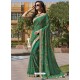 Teal Chiffon Designer Embroidered Saree