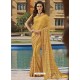 Yellow Chiffon Designer Embroidered Saree