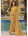 Yellow Chiffon Designer Embroidered Saree