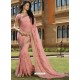 Pink Chiffon Designer Embroidered Saree