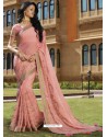 Pink Chiffon Designer Embroidered Saree