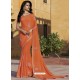 Orange Chiffon Designer Embroidered Saree