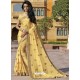 Cream Chiffon Designer Embroidered Saree