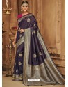 Carbon Silk Jacquard Worked Party Wear Saree