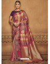 Multi Colour Silk Jacquard Worked Party Wear Saree