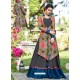 Grey And Multi Silk Embroidered Designer Gown