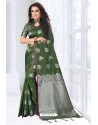 Dark Green Silk Designer Saree