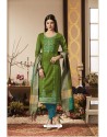 Forest Green Pure Jam Silk Cotton Straight Suit