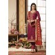 Rose Red Pure Jam Silk Cotton Straight Suit