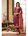 Rose Red Pure Jam Silk Cotton Straight Suit