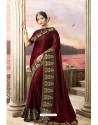 Deep Scarlet Rangoli Silk Heavy Embroidered Party Wear Saree