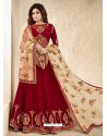 Red Real Georgette Embroidered Anarkali Suit
