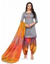 Grey Silk And Multi Hand Worked Salwar Suit