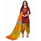 Maroon Silk And Multi Hand Worked Salwar Suit