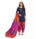 Navy Blue And Multi Silk Hand Worked Salwar Suit