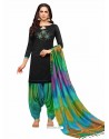 Black And Multi Silk Hand Worked Salwar Suit