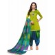 Parrot Green And Multi Silk Hand Worked Salwar Suit