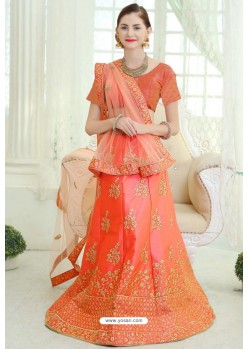 Orange Fancy Silk Heavy Worked Designer Lehenga Choli