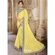 Latest Yellow Chiffon Lace Bordered Designer Saree