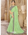 Green Chiffon Lace Bordered Designer Saree
