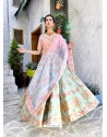 Pink And Sky Silk Zari Worked Designer Lehenga Choli