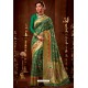 Dark Green Silk Embroidered Party Wear Saree