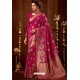 Medium Violet Silk Embroidered Party Wear Saree