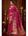 Medium Violet Silk Embroidered Party Wear Saree