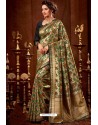 Golden Silk Embroidered Party Wear Saree