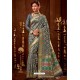 Grey Silk Embroidered Party Wear Saree