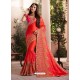 Red Silk Fancy Georgette Part Wear Saree
