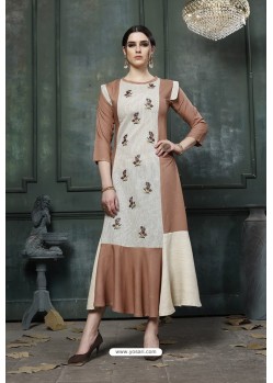 Multi Colour Heavy Rayon Embroidered Hand Worked Kurti
