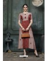 Dusty Pink Heavy Rayon Embroidered Hand Worked Kurti